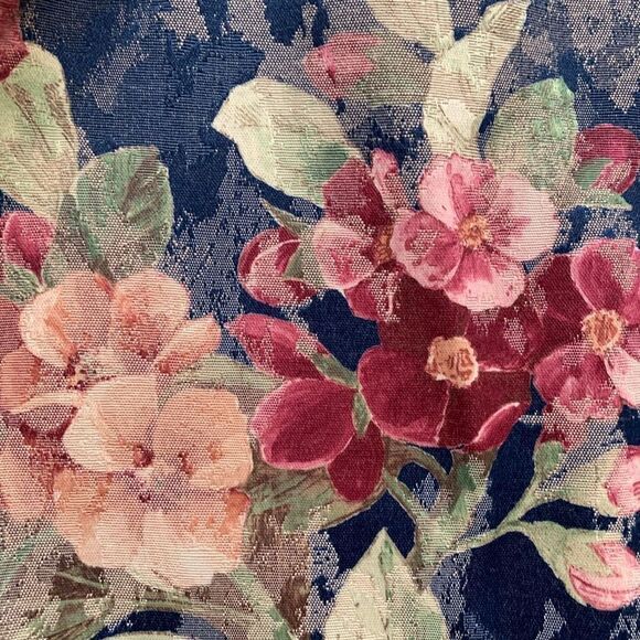 Vintage 90s Blazer Jacket Navy Dark Floral Detail Boxy Oversized One Button - Picture 8 of 9